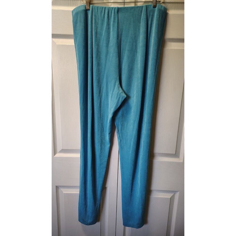 Draper’s & Damon’s XL Velour Pants Teal Blue Comfort Elastic Waist Pull-On